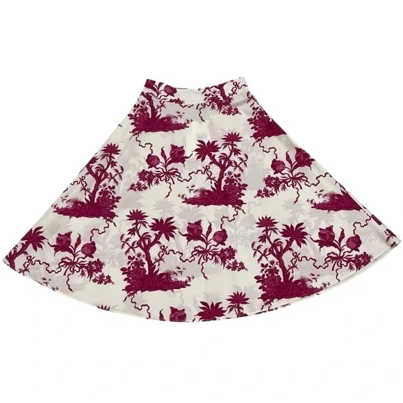 Tara Jarmon NWT Size 36 EU/US 4 Jeanette Ecru Magenta Floral Print A-Line Skirt - Picture 7 of 16